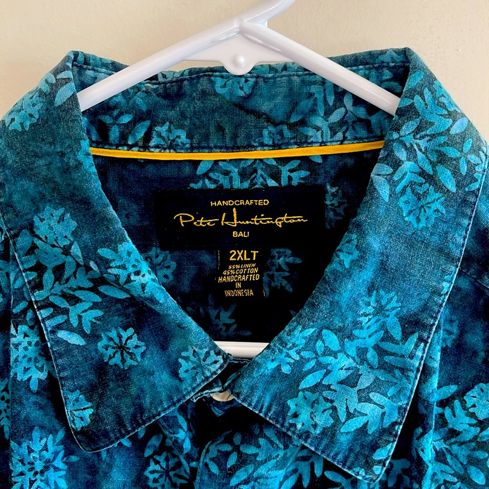Pete Huntington handcrafted, batik dyed fabric 100% cotton 2XLT Hawaiian style
